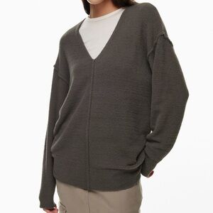 Aritzia Hush Knit Brown V-Neck Sweater